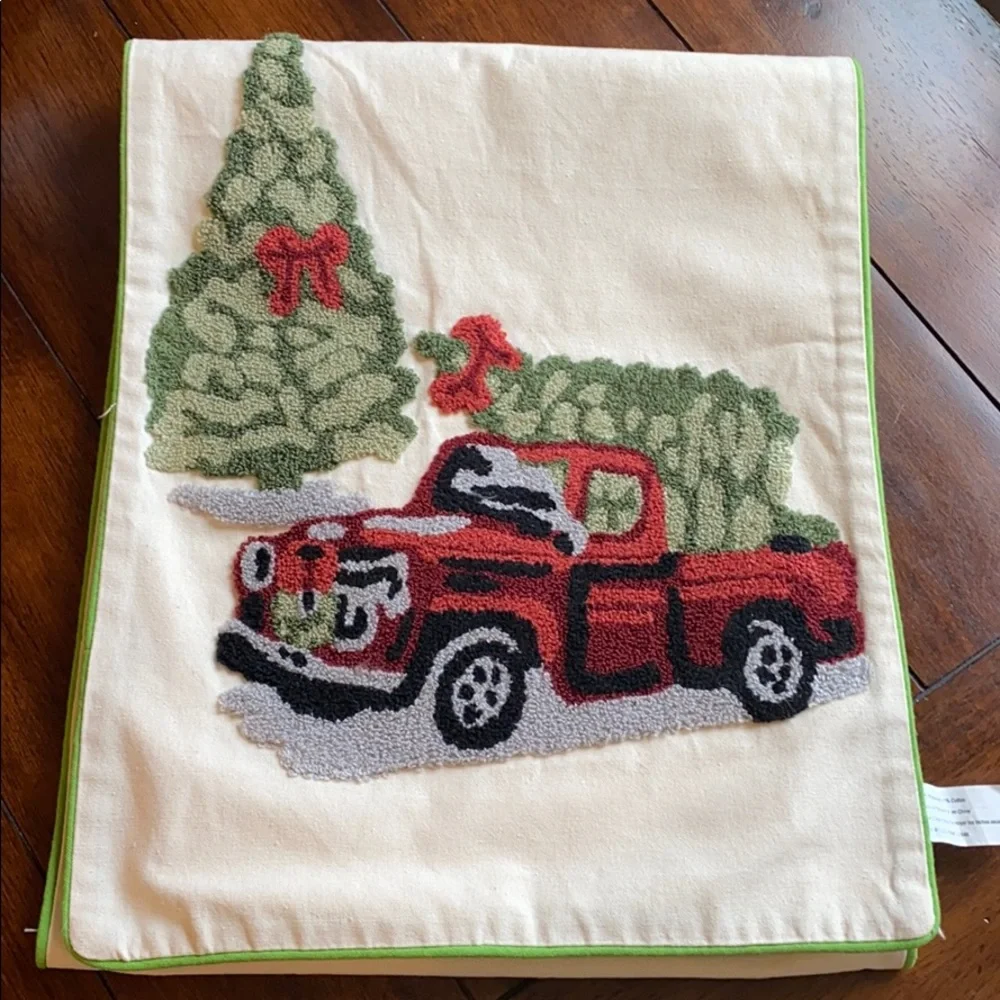 Red Truck with Christmas tree Table runner
